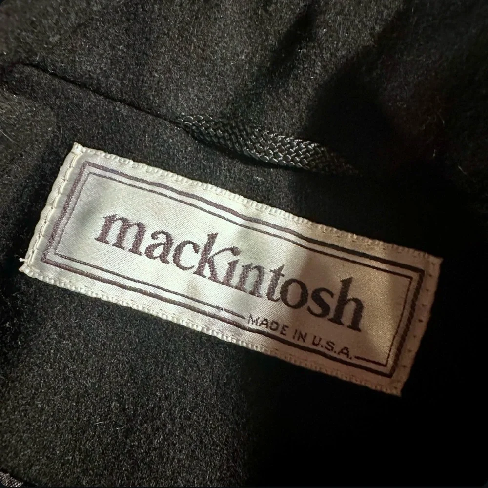 Mackintosh Vintage 100% Pure Wool Black Button-Down Long-Sleeve Pea Coat Size 8